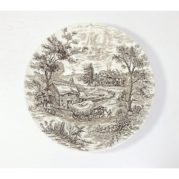 Ridgway HAYRIDE Brown, Set of 6 Ironstone Rim Soup Bowls, 9 3/4” England - Picture 2 of 5